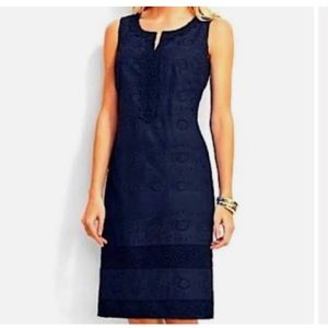 Talbots Navy Eyelet Shift Dress. Size‎ 4P